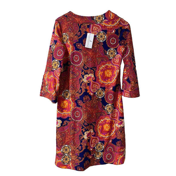 Jude Connally Ruffle Sleeve U Neckline Shift Dress Captiva Paisley S A003497 - Picture 2 of 5